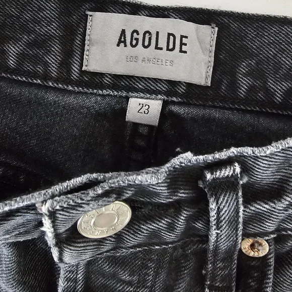 Agolde 90s Pinch Waist High Rise Straight Jean Black Washed Size 23 - Picture 7 of 7